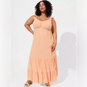 Torrid Maxi Slub Ruffle Strap Tiered Dress